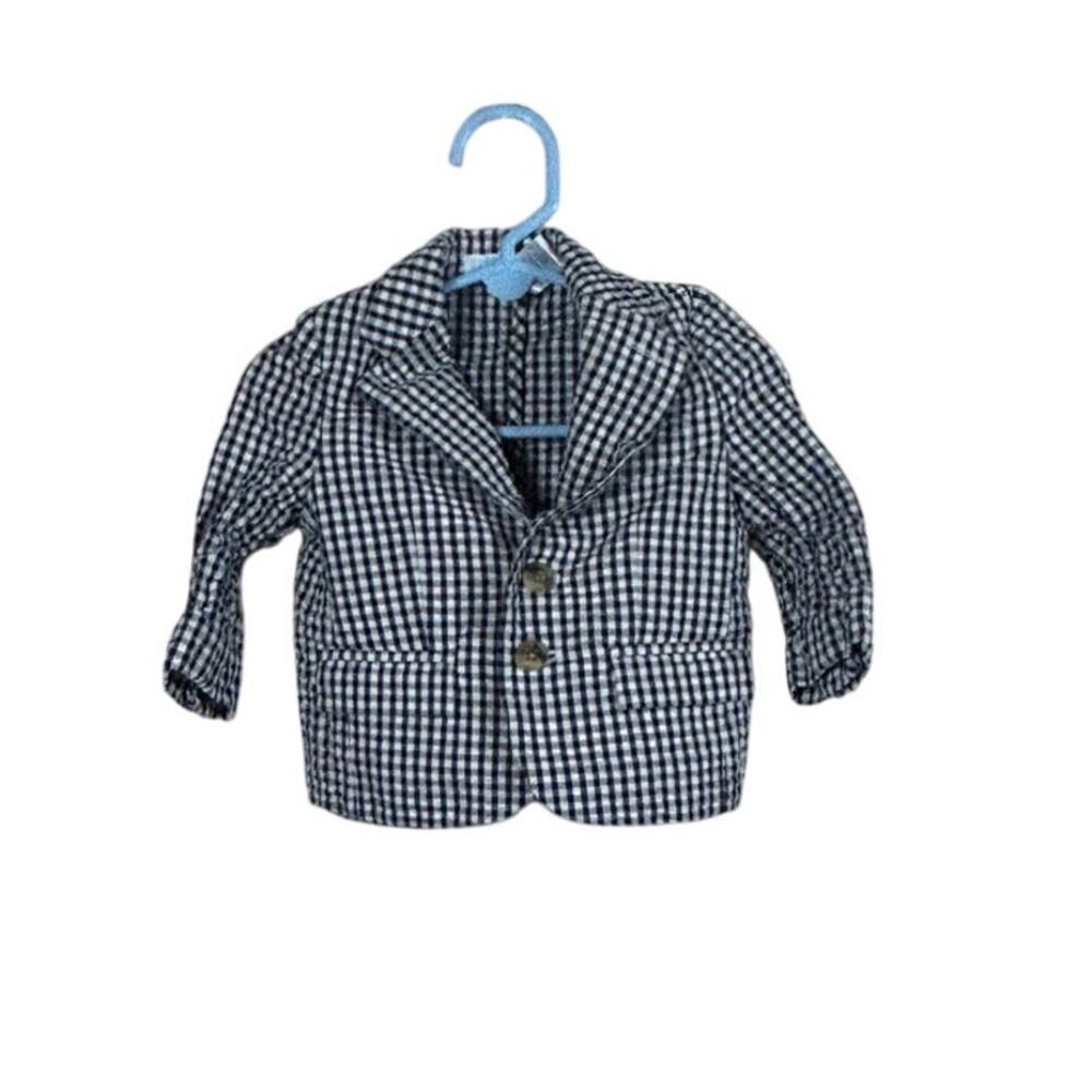 Janie and Jack Black Gingham Blazer size 6-12 months